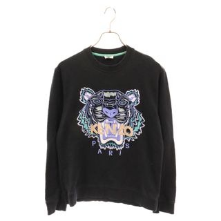 ケンゾー(KENZO)のKENZO ケンゾー Actua Classic Tiger Sweatshirt FA55SW1344U9 フロントデザイン刺繍 クルーネックスウェット トレーナ ブラック(スウェット)