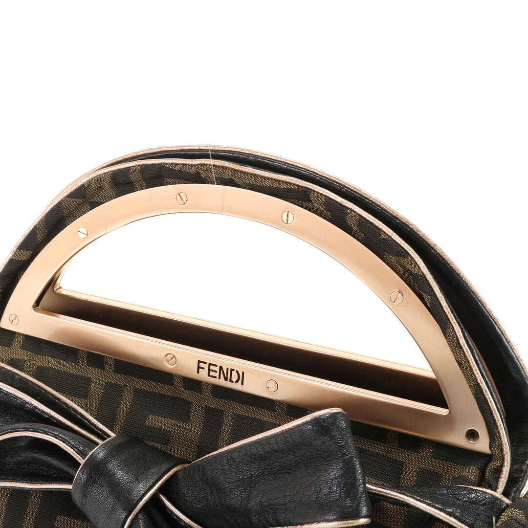 FENDI(フェンディ)の新品同様 フェンディ ズッカ リボン 508145 レザー キャンバス ハンドバッグ トート トップハンドル レディース EEM V29-10 レディースのバッグ(ハンドバッグ)の商品写真
