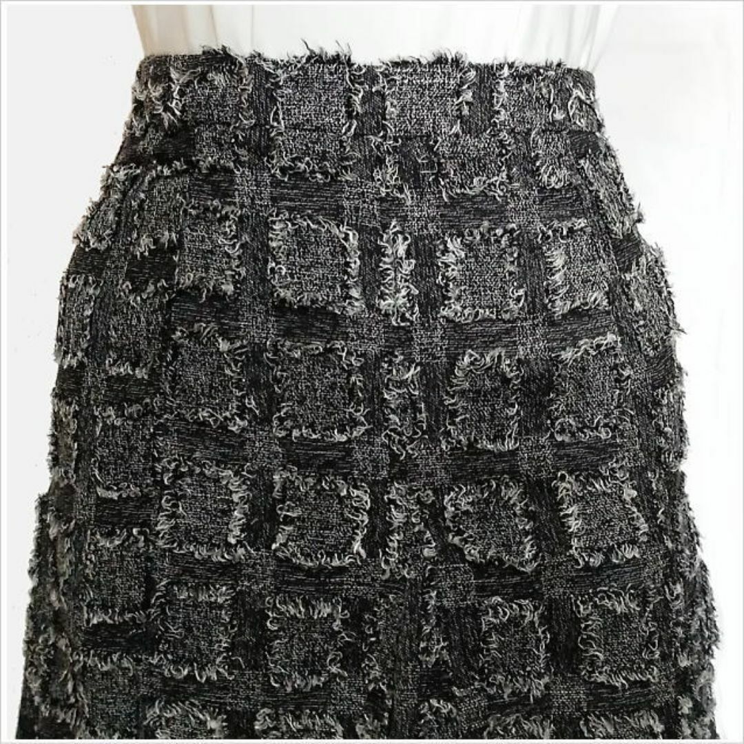 Sugar Rose(シュガーローズ)の［SUGAR ROSE］黒白織り込み調総柄ロングスカート フレア フリー M位 レディースのスカート(ロングスカート)の商品写真
