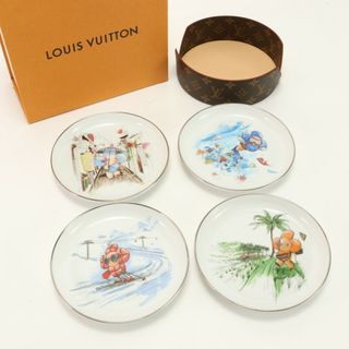 ルイヴィトン(LOUIS VUITTON)の極美品 ルイヴィトン プレート 4枚 まとめ セット4 アシェット ヴィヴィエンヌ 食器 皿 陶器 春夏秋冬 専用ケース 箱 付 EEM V40-2(食器)