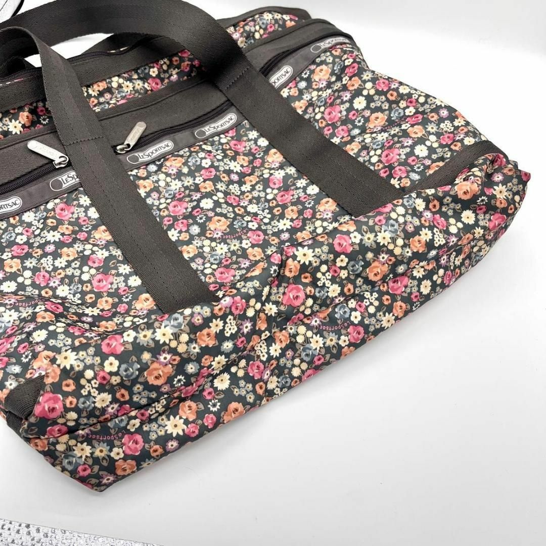 LeSportsac(レスポートサック)の【極美品】レスポートサック　ハンドバッグ　トートバッグ　花柄　総柄　グリーン レディースのバッグ(トートバッグ)の商品写真