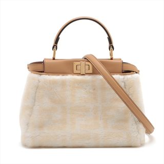 フェンディ(FENDI)の新品同様 フェンディ ミニ ピーカブー ズッカ ムートン 8BN244 レザー 2WAY ショルダーバッグ 斜め掛け ハンド レディース EEM V43-9(ショルダーバッグ)