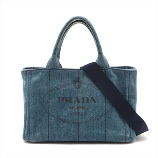 プラダ(PRADA)の美品 プラダ ギャランティカード付 カナパ デニム ブルー 1BG439 2WAY ショルダーバッグ 斜め掛け トート レディース EEM V43-10(ショルダーバッグ)