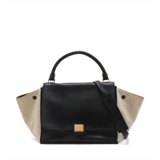 セリーヌ(celine)のセリーヌ トラペーズ ミディアム レザー 2WAY ショルダーバッグ 肩掛け トート ハンド 本革 ブラック 黒 レディース EEM V44-1(ショルダーバッグ)