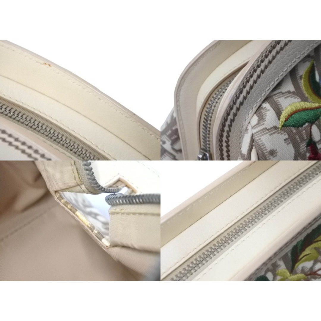 Christian Dior(クリスチャンディオール)のChristian Dior クリスチャンディオール ハンドバッグ トロッター 花柄 刺繍 07-MA-0035 キャンバス ベージュ 美品 中古 62143 レディースのバッグ(ハンドバッグ)の商品写真