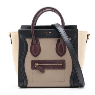 セリーヌ(celine)の極美品 セリーヌ ラゲージ ナノ ショッパー マルチカラー レザー 2WAY ショルダーバッグ 斜め掛け ハンド トート レディース EEM V45-3(ショルダーバッグ)