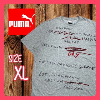 プーマ(PUMA)のPUMA プーマ 半袖Tシャツ プリント 刺繍 グレー XLサイズ タグ(Tシャツ/カットソー(半袖/袖なし))