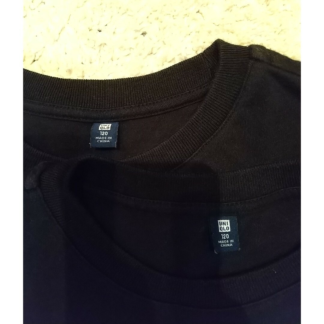 UNIQLO(ユニクロ)のユニクロ ソフトタッチクルーネックTシャツ長袖 120  ２枚セット キッズ/ベビー/マタニティのキッズ服男の子用(90cm~)(Tシャツ/カットソー)の商品写真