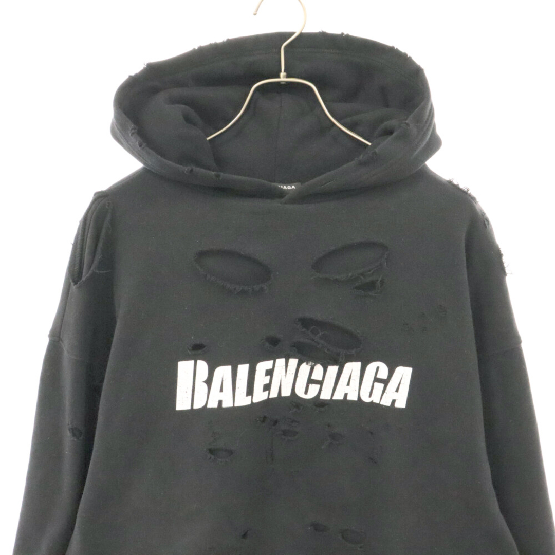 BALENCIAGA ダメージ パーカーCAPS DESTROYED XS 黒 - パーカー BALENCIAGA ダメージ パーカーCAPS DESTROYED XS 黒 - パーカー