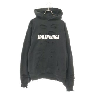 バレンシアガ(Balenciaga)のBALENCIAGA バレンシアガ 21SS Caps Destroyed Hoodie 659403 TKVB6 キャップス デストロイド フーディ プルオーバースウェットパーカー ダメージ加工 ブラック(パーカー)