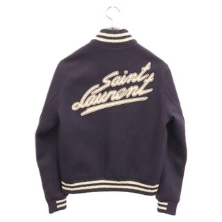 Saint Laurent - SAINT LAURENT PARIS サンローランパリ バックロゴ ウールナイロン テディジャケット スタジアムブルゾン パープル 636254 Y180W