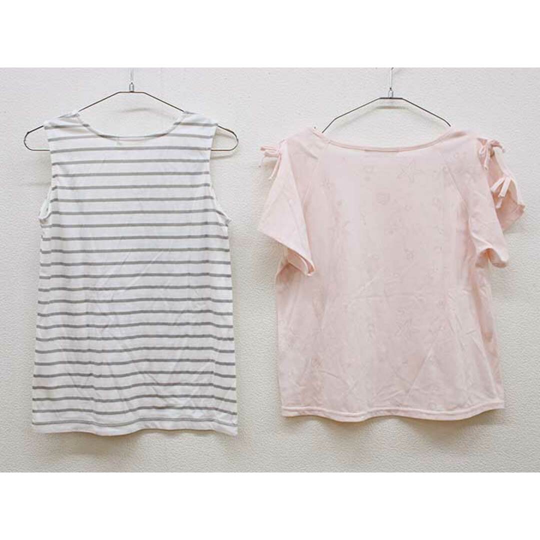 pom ponette(ポンポネット)の【夏物 新入荷!】▼ポンポネット/pom ponette▼160cm  半袖Tシャツ/半袖カットソー×タンクトップセット ピンク×白×グレー【中古】 子供 キッズ kids ジュニア 女の子 tops 夏 304042 キッズ/ベビー/マタニティのキッズ服女の子用(90cm~)(Tシャツ/カットソー)の商品写真