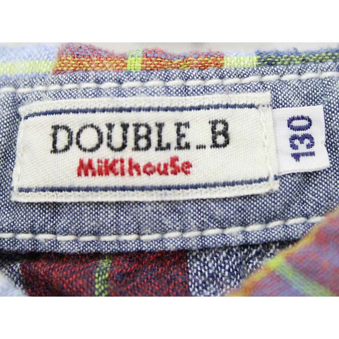 mikihouse(ミキハウス)の【夏物 新入荷!】▼ミキハウスダブルB/MIKIHOUSE DOUBLE.B▼130cm  半袖シャツ 青×白×赤 麻混【中古】子供 キッズ kids  男の子 tops 夏 304042 キッズ/ベビー/マタニティのベビー服(~85cm)(シャツ/カットソー)の商品写真