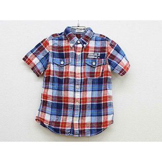 ミキハウス(mikihouse)の【夏物 新入荷!】▼ミキハウスダブルB/MIKIHOUSE DOUBLE.B▼130cm  半袖シャツ 青×白×赤 麻混【中古】子供 キッズ kids  男の子 tops 夏 304042(シャツ/カットソー)