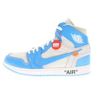 ナイキ(NIKE)のNIKE ナイキ ×OFF-WHITE AIR JORDAN 1 POWDER BLUE UNC オフホワイト エアジョーダン1 パウダーブルー ハイカットスニーカー ホワイト/ブルー AQ0818-148 US11/29cm(スニーカー)