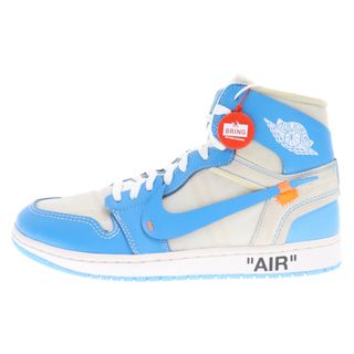 ナイキ(NIKE)のNIKE ナイキ ×OFF-WHITE AIR JORDAN 1 POWDER BLUE UNC オフホワイト エアジョーダン1 パウダーブルー ハイカットスニーカー ホワイト/ブルー AQ0818-148 US10/28cm(スニーカー)