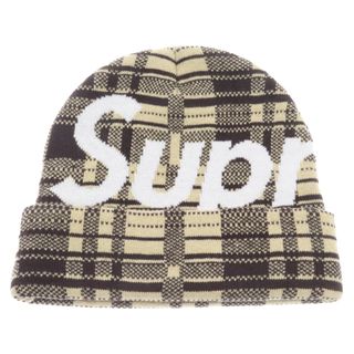 シュプリーム(Supreme)のSUPREME シュプリーム 23AW Big Logo Beanie チェック柄 ビッグロゴビーニー ニットキャップ ニット帽 ブラウン(ニット帽/ビーニー)