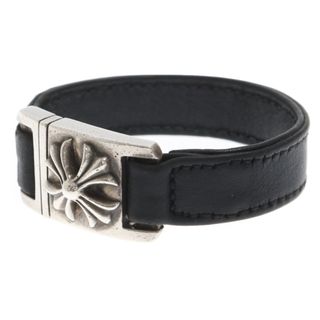 クロムハーツ(Chrome Hearts)のCHROME HEARTS クロムハーツ HARNESS CH X ハーネス CHプラス レザーブレスレット ブラック/シルバー 7inch(ブレスレット)