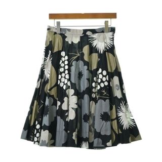 marimekko ひざ丈スカート 36(S位) 黒xグレーxベージュ(総柄) 【古着】【中古】