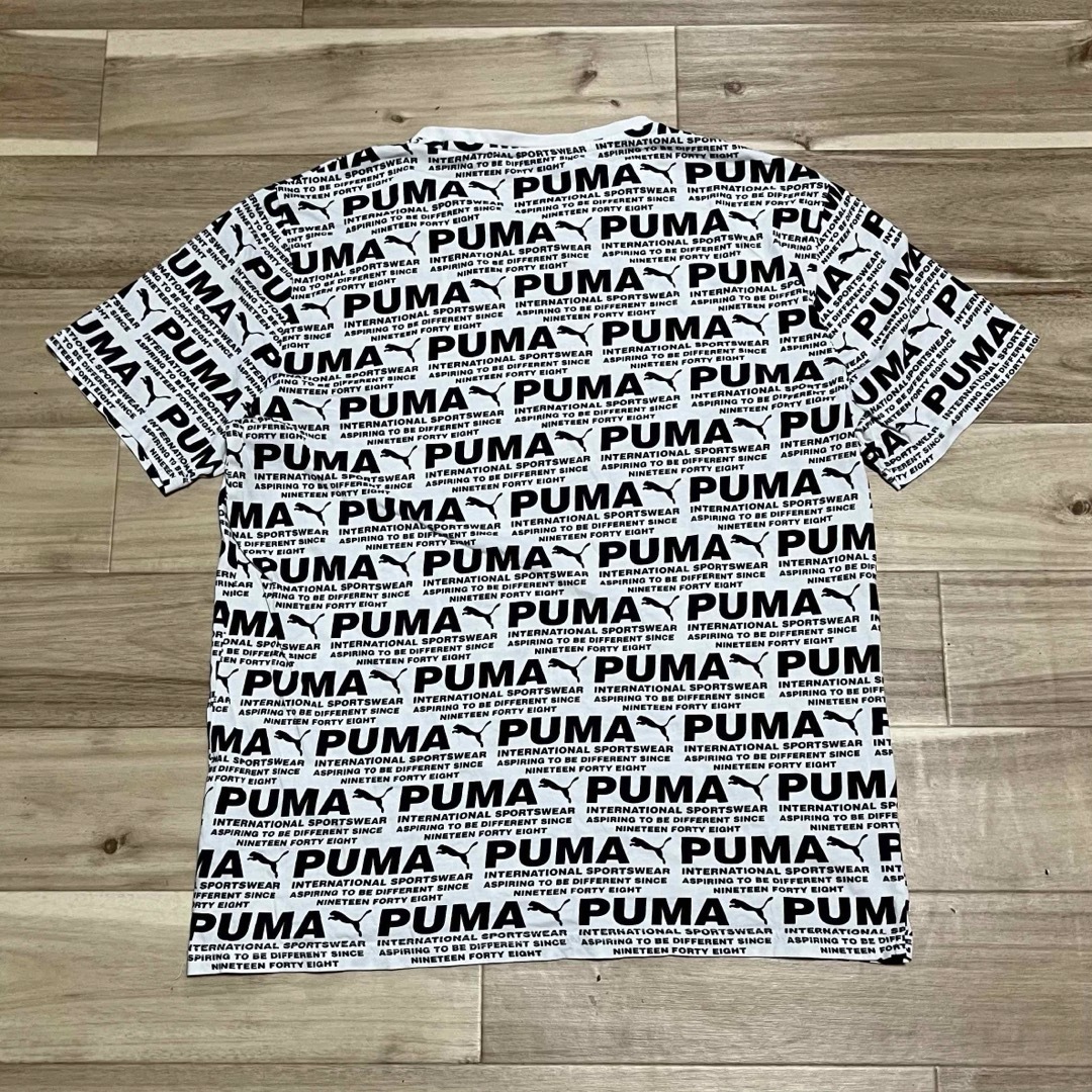 PUMA(プーマ)のPUMA プーマ 半袖Tシャツ 総柄 ロゴ プリント 白/黒 Mサイズ メンズのトップス(Tシャツ/カットソー(半袖/袖なし))の商品写真