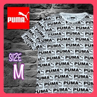 プーマ(PUMA)のPUMA プーマ 半袖Tシャツ 総柄 ロゴ プリント 白/黒 Mサイズ(Tシャツ/カットソー(半袖/袖なし))