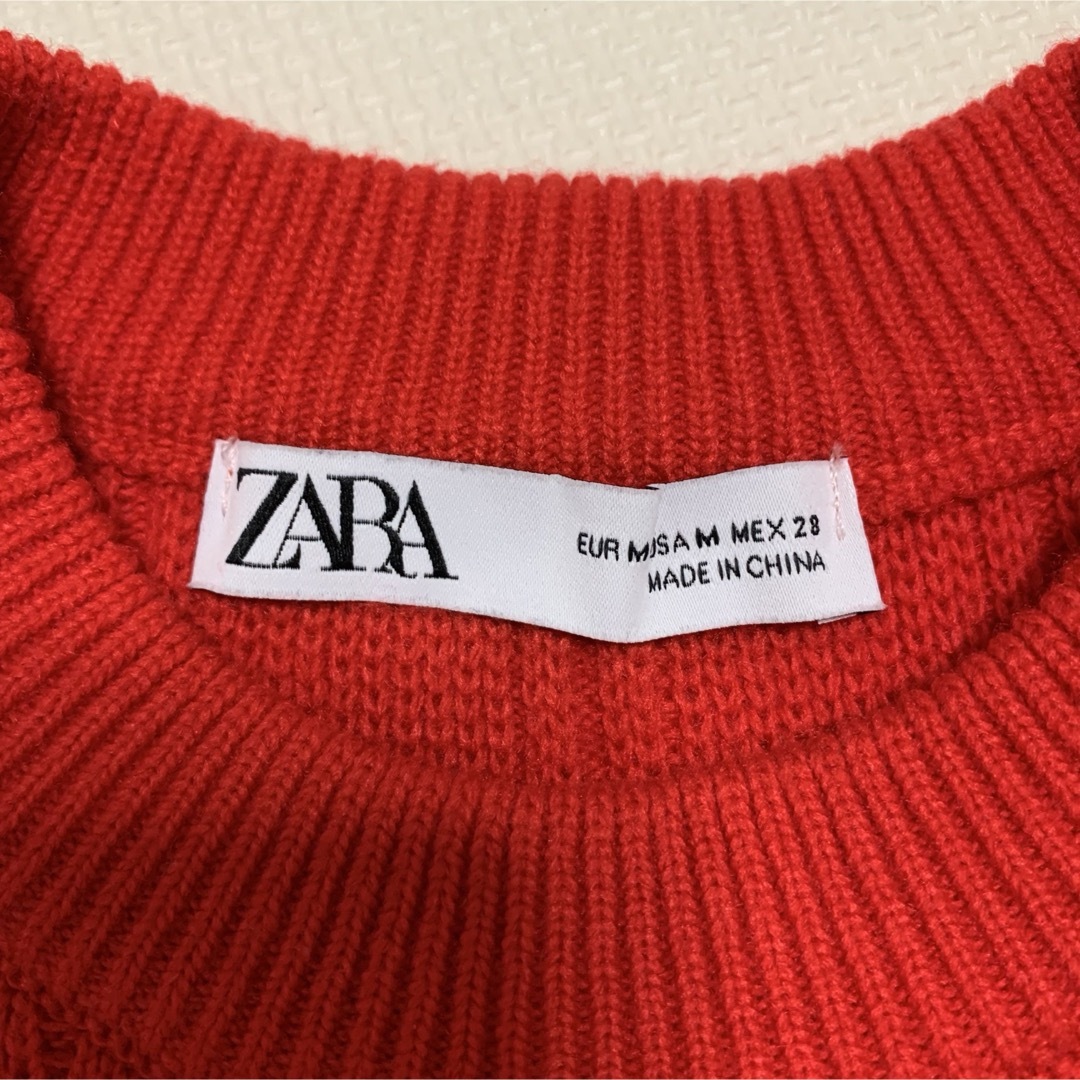 ZARA(ザラ)のZARA 赤ニット　半袖　M レディースのトップス(ニット/セーター)の商品写真