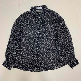 ザラ(ZARA)のZARA セミシアー　ドットプリントシャツ　M(シャツ/ブラウス(長袖/七分))