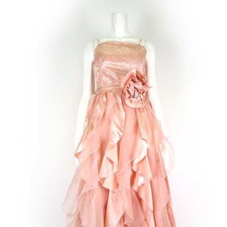 アザー(other)のJK2 ロングドレス ステージドレス カラードレス フリル XL ピンクオレンジ(その他ドレス)