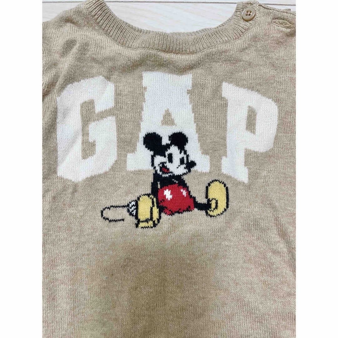 GAP(ギャップ)のGAP ベビー服　ニット　カバーオール　ロンパース　ミッキー　ディズニー　古着 キッズ/ベビー/マタニティのベビー服(~85cm)(カバーオール)の商品写真