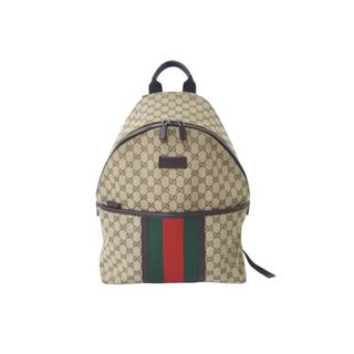 グッチ(Gucci)のGUCCI グッチ リュック バックパック シェリーライン GGキャンバス 190278 ベージュ レザー シルバー金具 良品 中古 62174(リュック/バックパック)