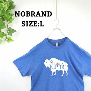 Tシャツ US古着 輸入 L オーバーサイズ ビッグプリント ブルー 青 半袖(Tシャツ/カットソー(半袖/袖なし))