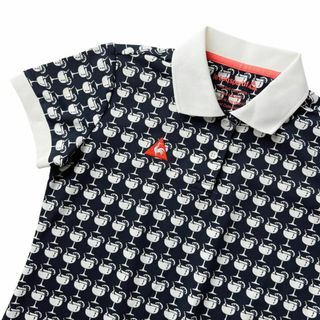 ルコックスポルティフ(le coq sportif)のルコック ゴルフ 半袖 ポロシャツ レディース M ネイビー 総柄 デサント(ウエア)