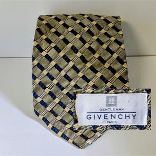 ジバンシィ(GIVENCHY)のイタリア製 ネクタイ GIVENCHY ジバンシイ 格子柄 チェック柄 黒 金(ネクタイ)