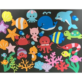 夏　壁面♡海の生き物たち　壁面飾り　８月　7月　保育園　幼稚園　施設　海(その他)