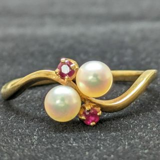 ミキモト(MIKIMOTO)の714 ミキモトパールルビーリングK18YGイエローゴールド約4.0mm11号(リング(指輪))