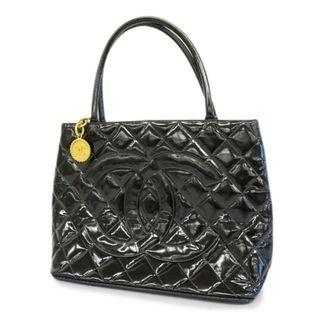 シャネル(CHANEL)の【4hb1341】シャネル トートバッグ/復刻トート/パテントレザー/ブラック/ゴールド金具 【中古】レディース(トートバッグ)