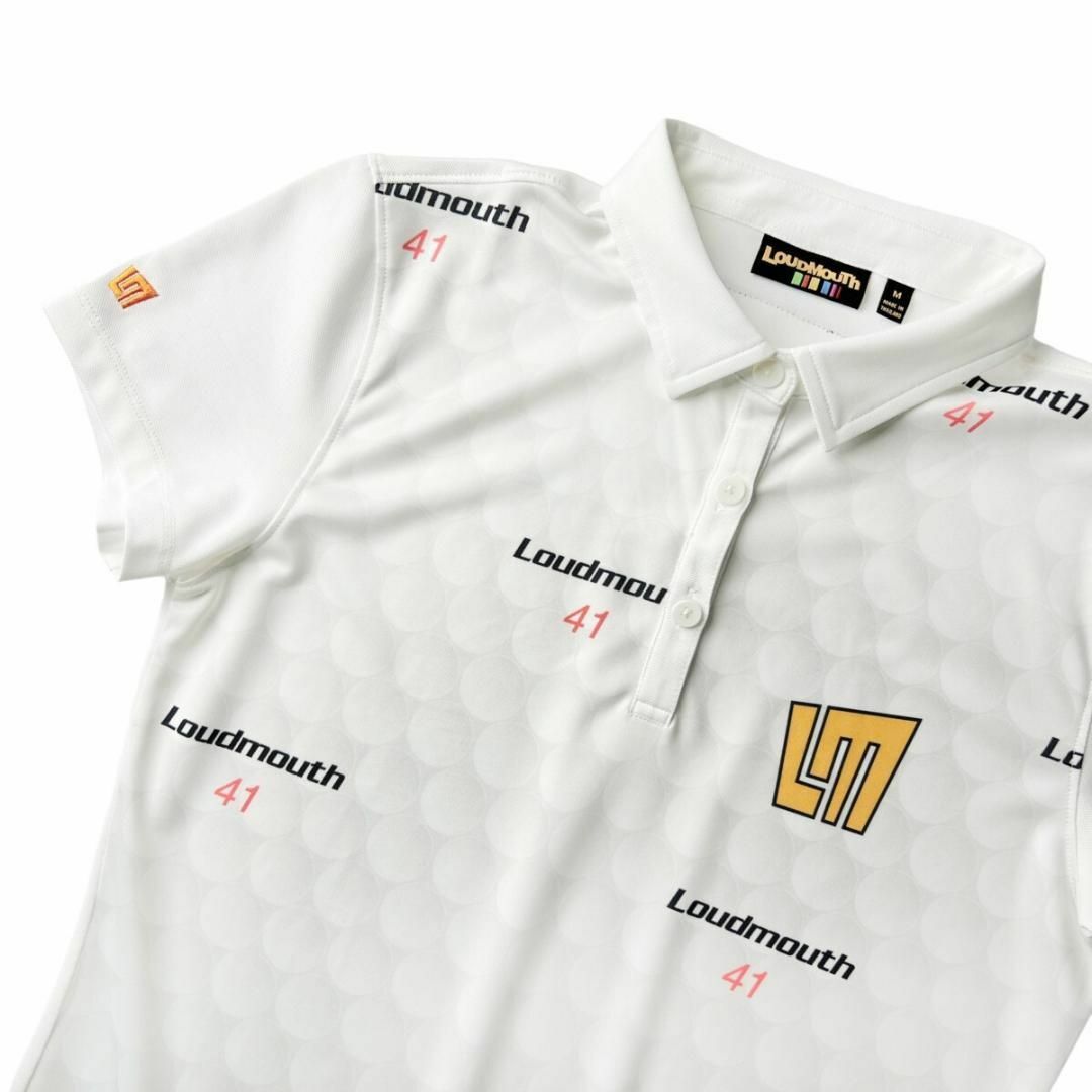 Loudmouth(ラウドマウス)の美品 ラウドマウス ドライ ストレッチ 半袖 ポロシャツ M レディース 白 スポーツ/アウトドアのゴルフ(ウエア)の商品写真