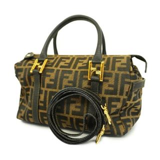 フェンディ(FENDI)の★SALE 【4hb1398】フェンディ ツーウェイバッグ/ズッカ/ナイロンキャンバス/レザー/カーキ/ブラック/ゴールド金具 【中古】 レディース(その他)