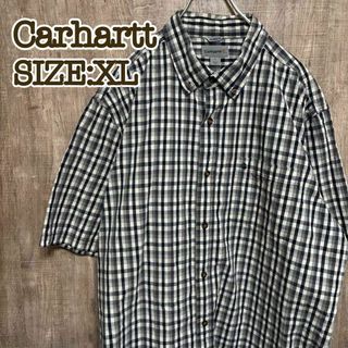 カーハート(carhartt)のCarhartt カーハート　半袖BDシャツ　ネイビーチェック　ロゴタグ　XL(シャツ)