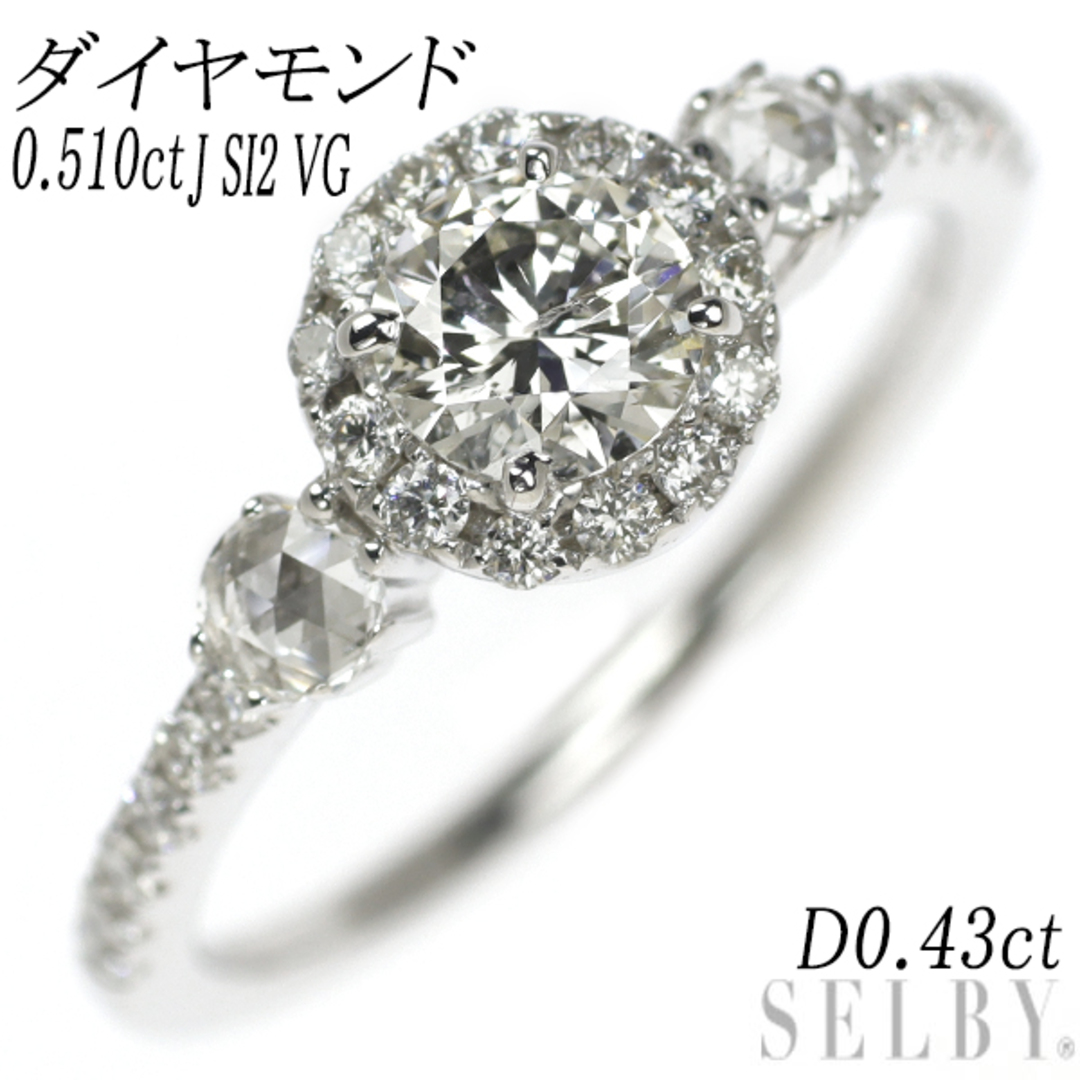 K18WG ダイヤモンド リング 0.510ct J SI2 VG D0.43ct レディースのアクセサリー(リング(指輪))の商品写真