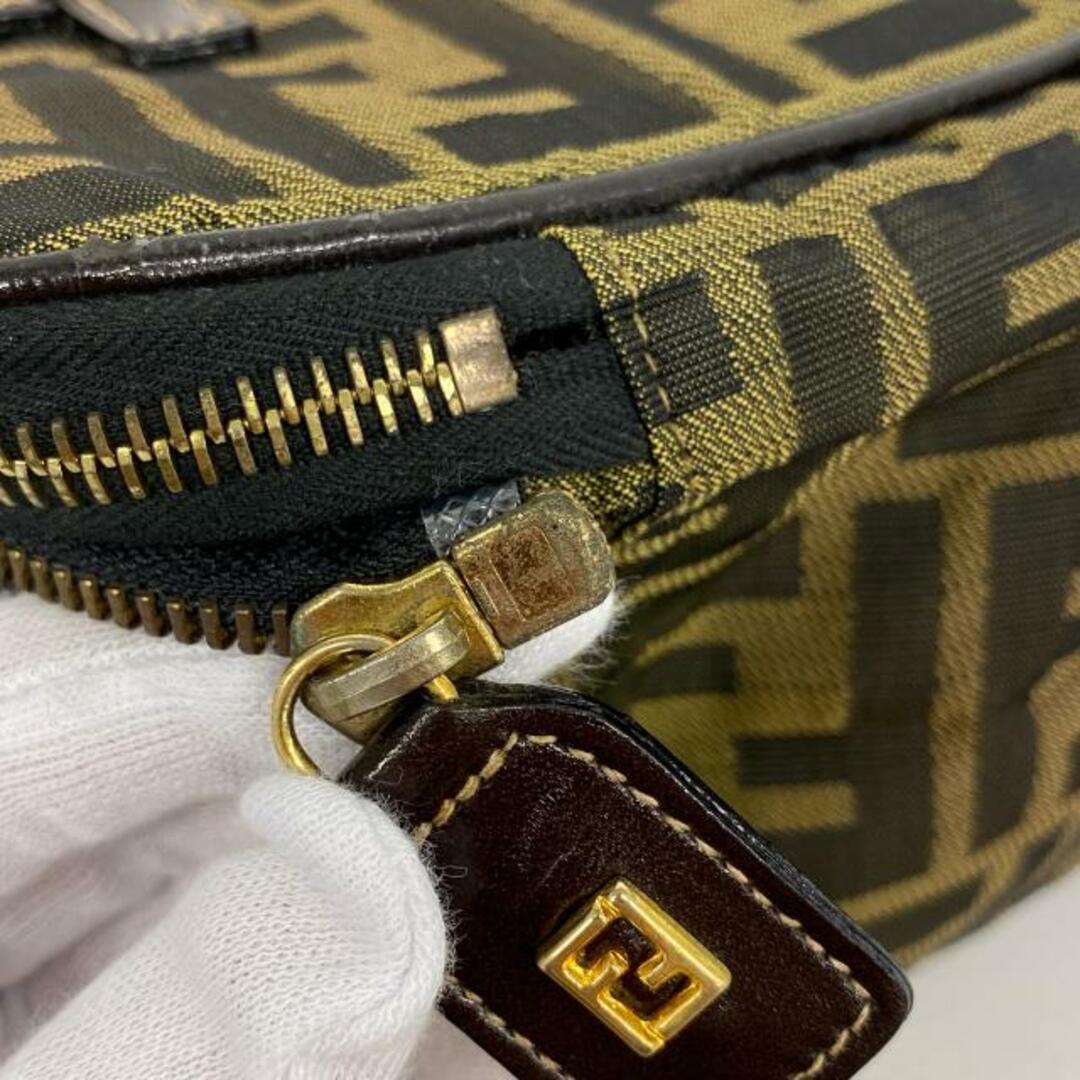 FENDI(フェンディ)の【4hb1305】フェンディ バニティバッグ/ズッカ/ナイロン/レザー/ブラウン/ゴールド金具 【中古】 レディース レディースのバッグ(その他)の商品写真