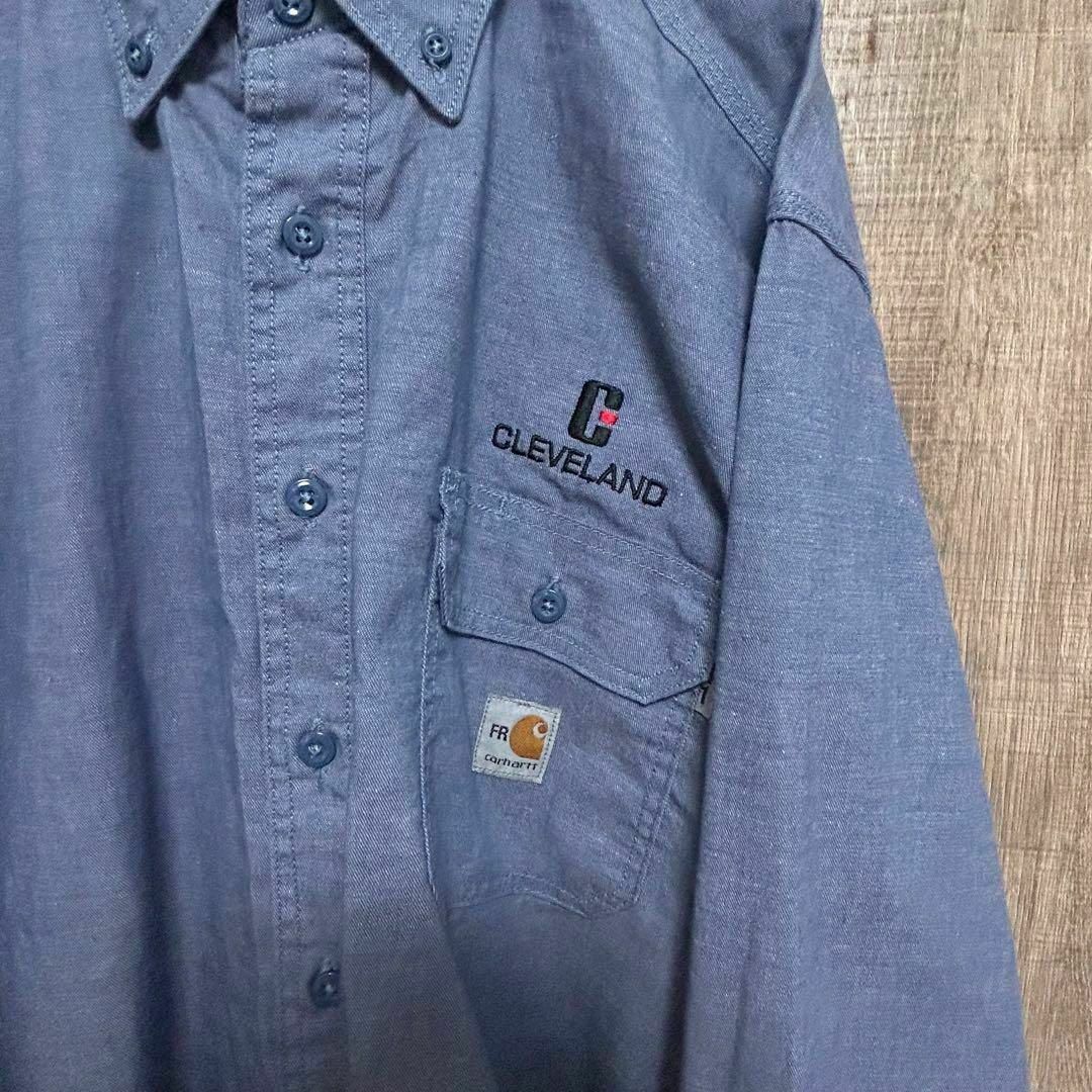 carhartt(カーハート)のCarhartt FR カーハート　ワークシャツ　ライトブルー　ワンポイントロゴ メンズのトップス(シャツ)の商品写真