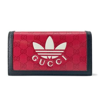 グッチ(Gucci)のグッチ チェーンウォレット アディダスコラボ GGクリスタルキャンバス 621892 GUCCI adidas 財布 黒 白(財布)