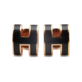 エルメス ピアス ミニ・ポップアッシュ ブラック/ピンクゴールド金具 Hモチーフ HERMES Pop H ポップH 黒 エルメス ピアス ミニ・ポップアッシュ ブラック/ピンクゴールド金具 Hモチーフ HERMES Pop H ポップH 黒