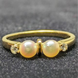 ミキモト(MIKIMOTO)の782 ミキモトパールダイヤリングK18YGイエローゴールド約3.5mm8号(リング(指輪))