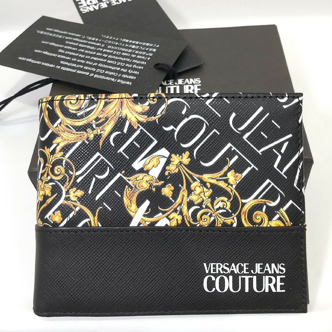 VERSACE JEANS COUTURE 折り財布 バロック ブラック レディースのファッション小物(財布)の商品写真