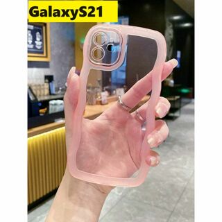 Galaxy - GalaxyS21 ウェーブなみなみ　　ピンク　Galaxyケース