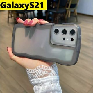 ギャラクシー(Galaxy)のGalaxyS21 ウェーブ なみなみ　可愛いケース　黒　クリアケース(Androidケース)