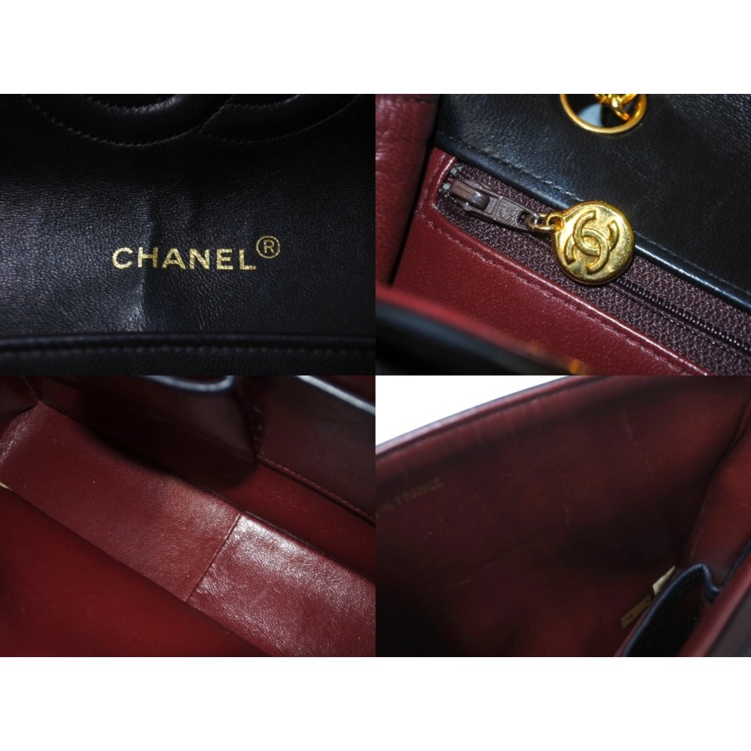 CHANEL(シャネル)のCHANEL シャネル 中マトラッセ 25 バイカラー チェーンショルダーバッグ 1番台 ブラック ボルドー ラムスキン ゴールド金具 美品 中古 62152 レディースのバッグ(ハンドバッグ)の商品写真