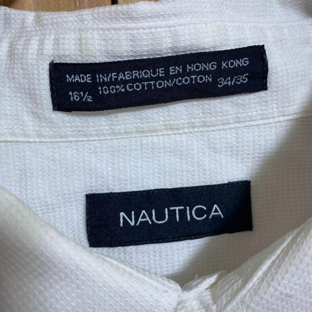 NAUTICA(ノーティカ)のノーティカ ホワイト 白 長袖 シャツ ボタン フォーマル メンズ USA古着 メンズのトップス(シャツ)の商品写真